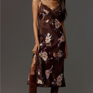 Floral Lace Trim Slip Dress